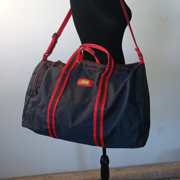 Vintage '70s EMILIO PUCCI Canvas Duffle/Gym Bag Dark Navy Red Trim